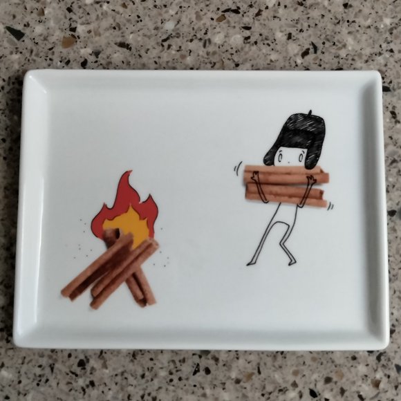 New 2012 Retired Oliver Cinnamon Stick Fire Appetizer Plate - Picture 1 of 4